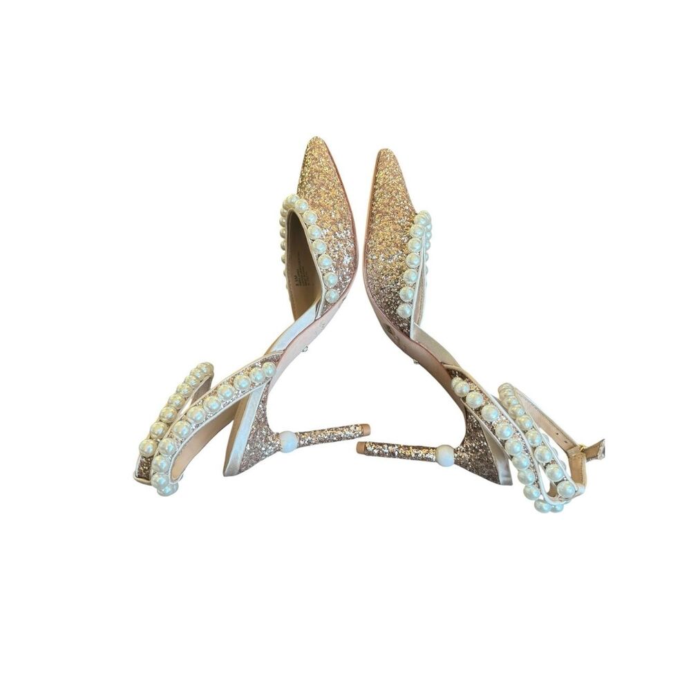 Nicola Bathie x Antonio Melani Bebe Ankle Strap Glitter Pearl pumps in rose gold - Picture 6 of 10